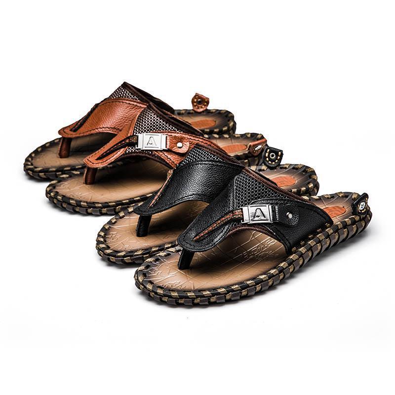 Men's casual leather slippers