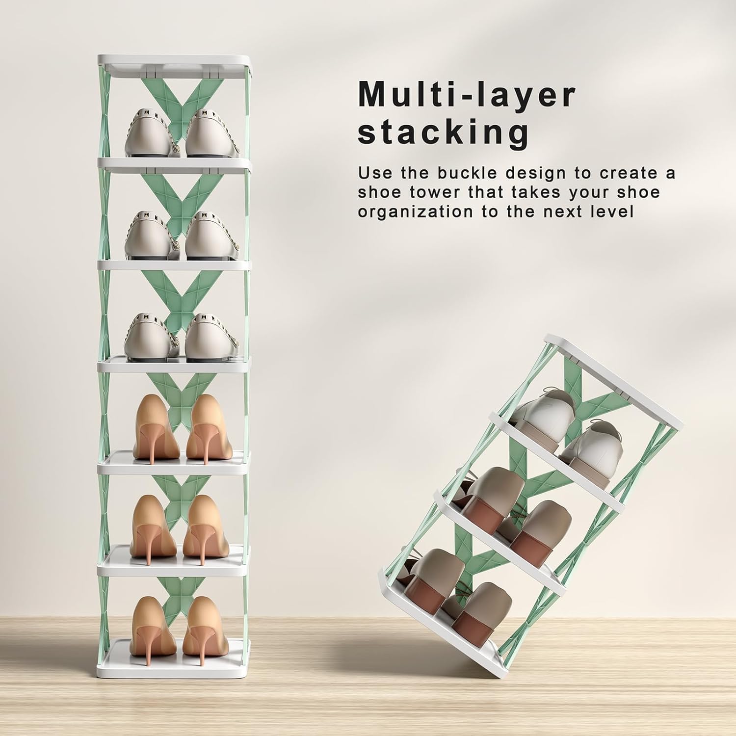 Stackable Narrow Shoe Rack – 6-Tier Space-Saving Storage Organizer