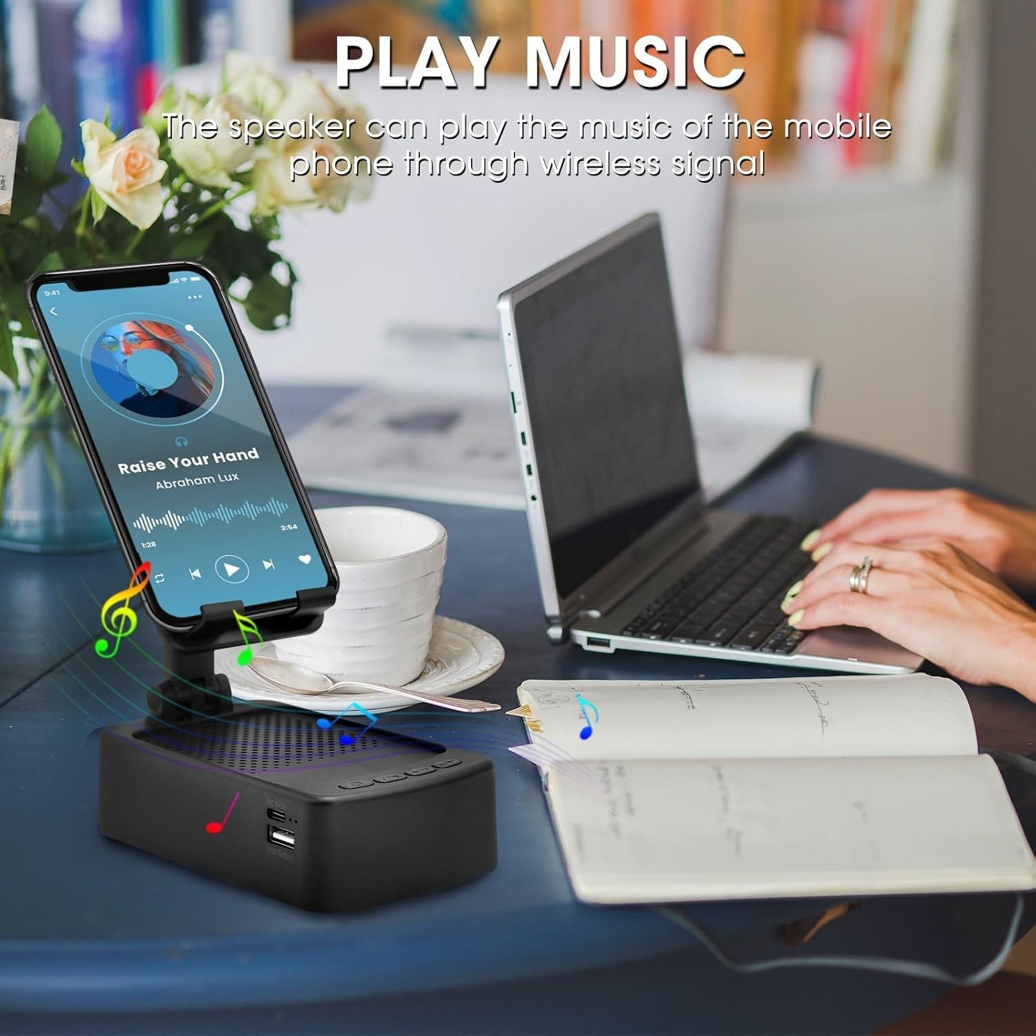 Mobile Phone Holder with Bluetooth Speaker